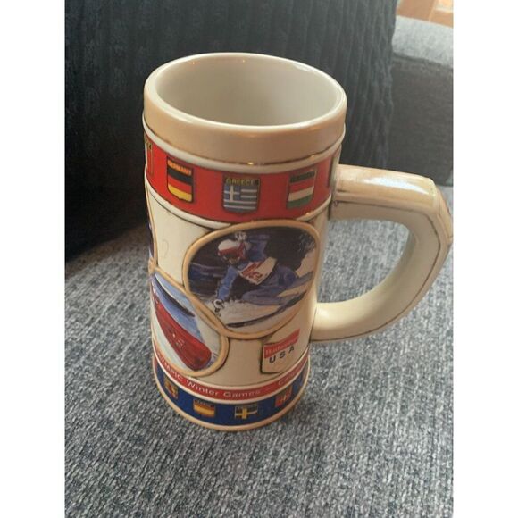 Ceramarte 1988 Olympic Winter Games Commemorative Stein Mug - Picture 1 of 11